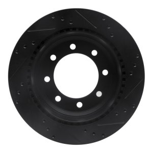 Ford E-150 Brake Rotor (1) - Rear Left - R1 Concepts - Drilled & Slotted - Black - `08-`25